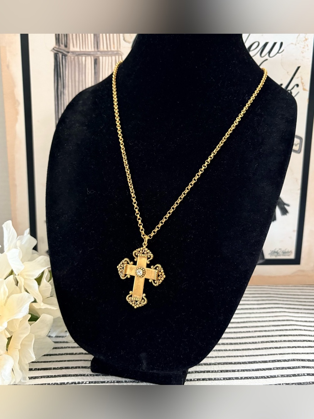 Metropolitan Museum of Art Signed Repro of Historical Artifact Cross  Necklace